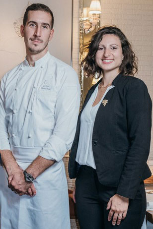 Jordan Theurillat, chef de cuisine et
Amandine Pastourel, directrice et cheffe sommelière
